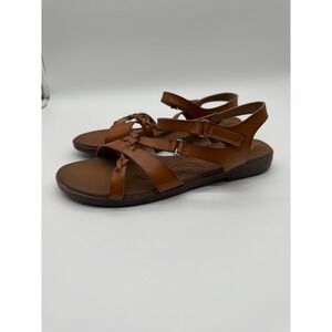Ataiwee Womens Brown Braided Strappy Flat Sandals Ankle Strap Size 8 US
